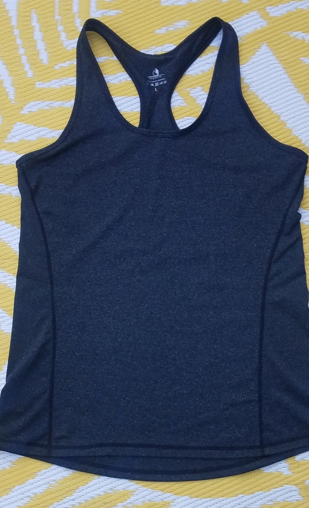 Icy Zone Black Charcoal Gray Athletic Tank Top Women's size L Workout